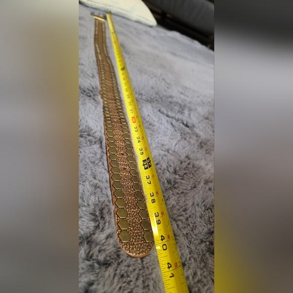 Leatherock Textured Brown Belt with Gold Buckle Medium